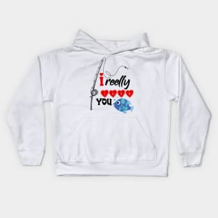 Fishing Valentines Kids Hoodie